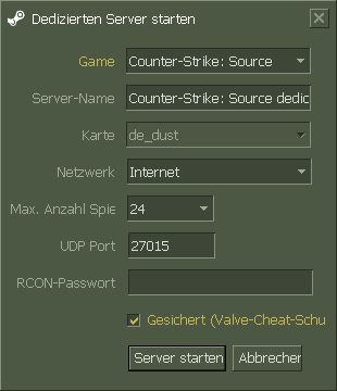Start des Servers